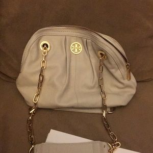 Tori Burch white & gold shoulder bag